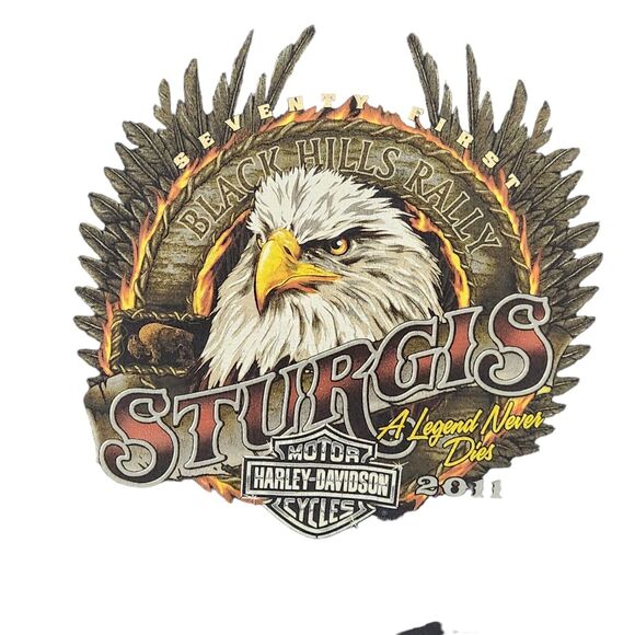 VTG HARLEY DAVIDSON 5XL T-SHIRT BLACK BALD EAGLE GRAPHIC XXXXXL STURGIS SD - Picture 2 of 7